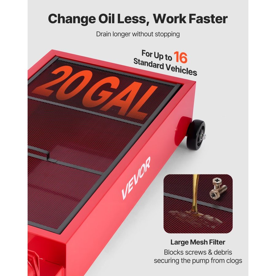 VEVOR Low Profile Oil Drain Pan with Pump​ – 20 Gallon