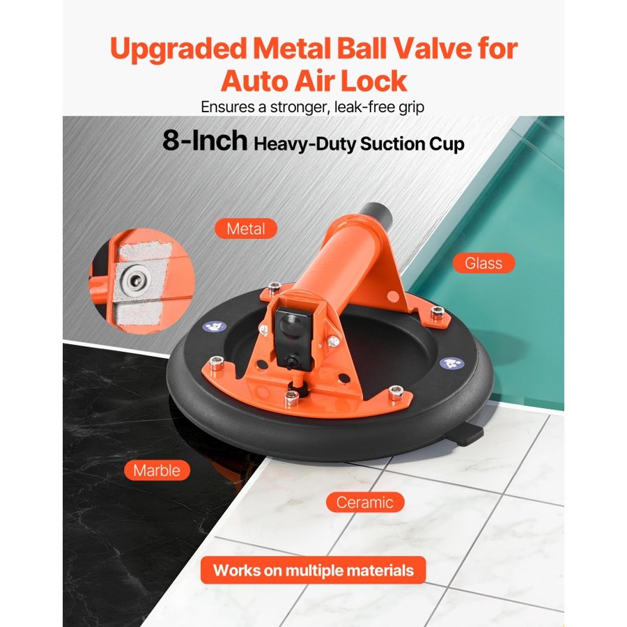 VEVOR Vacuum Suction Cup Lifter – 8", 429 lbs, −68°F - 140°F