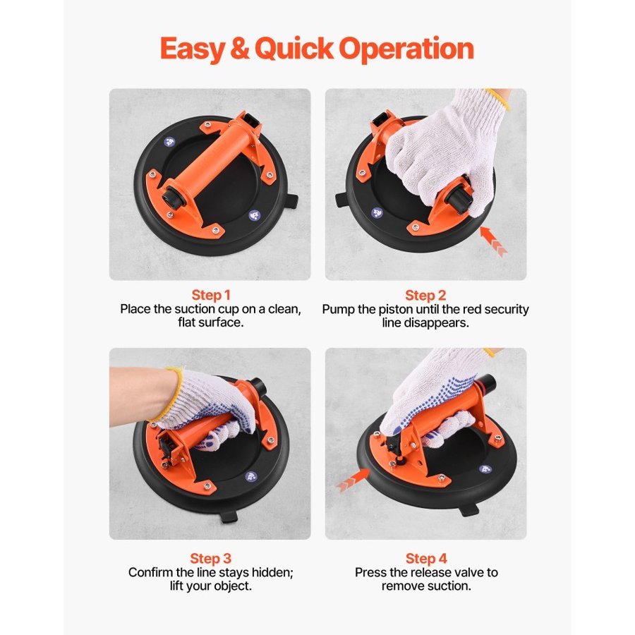 VEVOR Vacuum Suction Cup Lifter – 8", 429 lbs, −68°F - 140°F