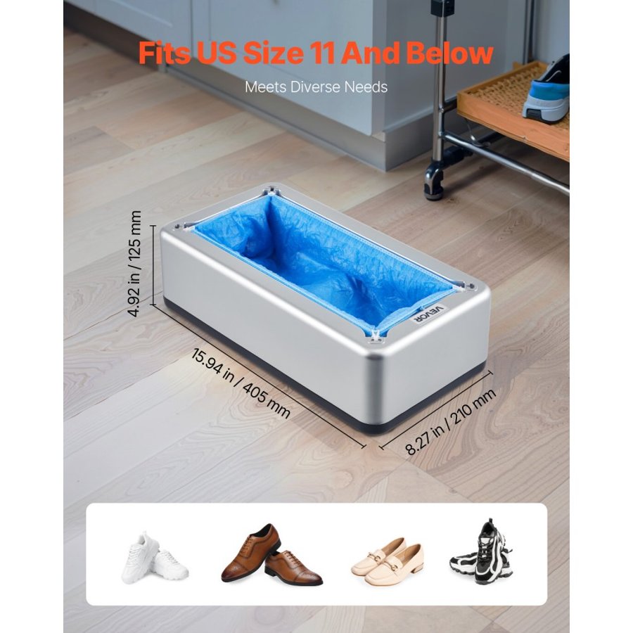 VEVOR Shoe Cover Dispenser Fits Up to US 11 / EU 44 with 100 Disposable Plastic Covers