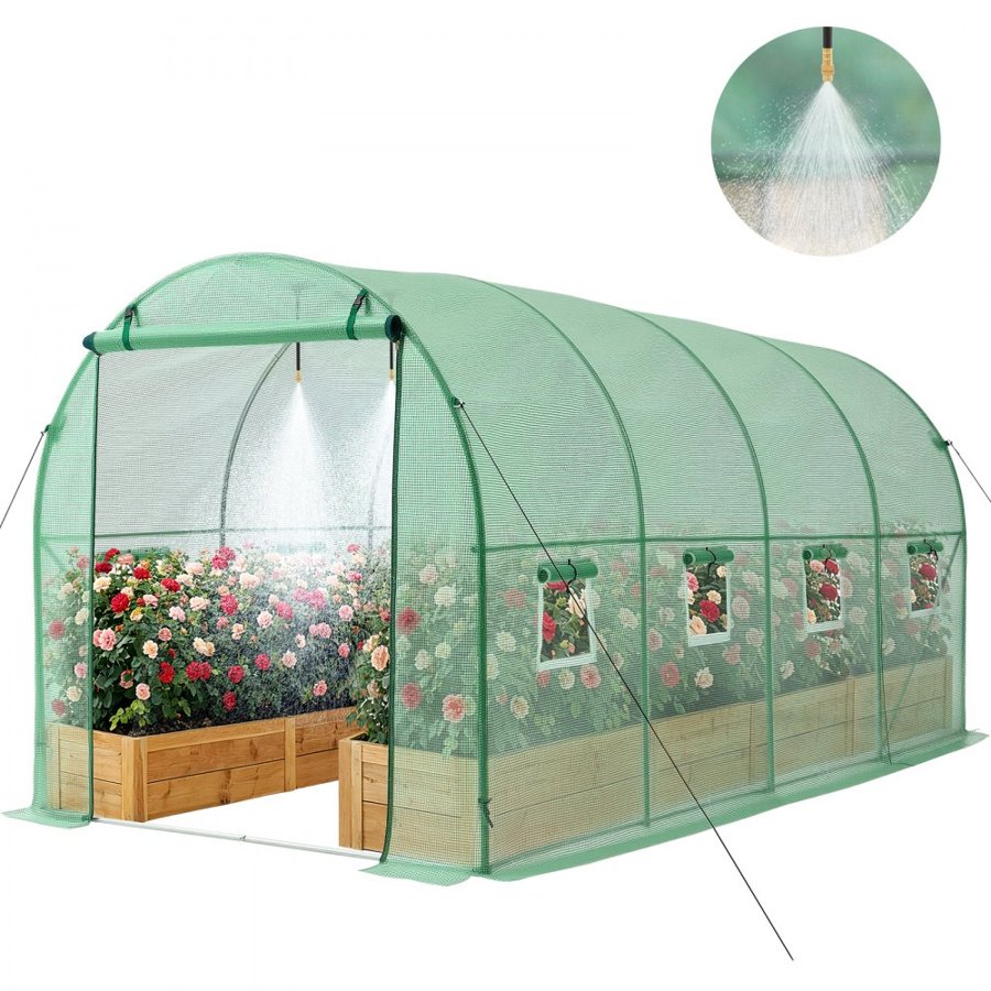 VEVOR Hoop Tunnel Greenhouse – 4.48x1.97x1.97 m, Steel Frame