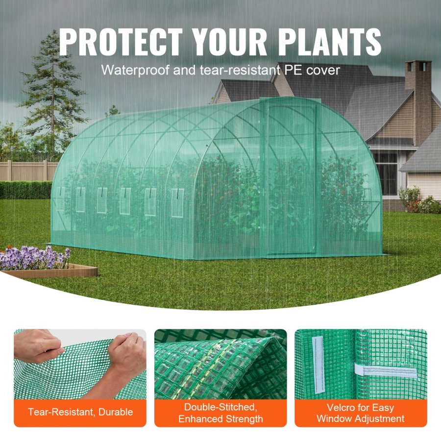 VEVOR Hoop Tunnel Greenhouse – 19.4×9.7×7.4 FT, 0.02" Wall