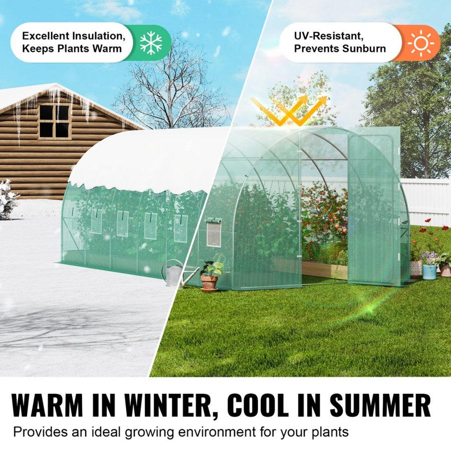 VEVOR Hoop Tunnel Greenhouse – 19.4×9.7×7.4 FT, 0.02" Wall