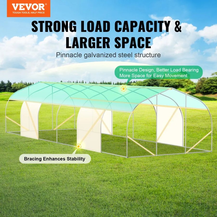 VEVOR Walk In Greenhouse Tunnel – 29.5×9.8×6.6 ft space