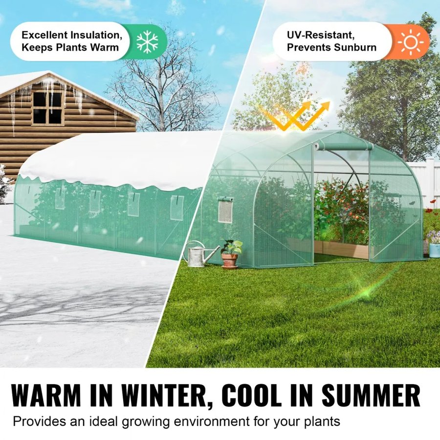 VEVOR Walk In Greenhouse Tunnel – 29.5×9.8×6.6 ft space