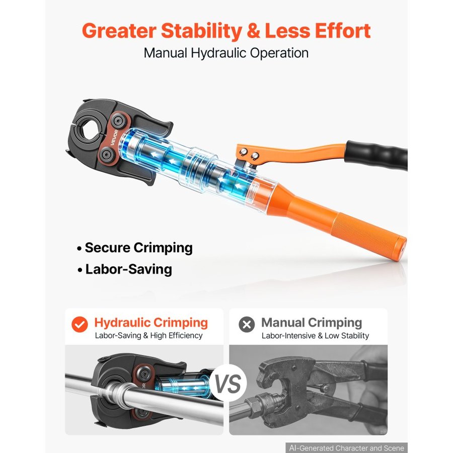 VEVOR Pipe Crimping Tool, Hydraulic Driven Press Tool with 5 Press Jaws, M12, M15, M18, M22, M28 Crimping Jaws for Stainless Steel/Copper Plumbing Repair and Installations - Includes Toolbox