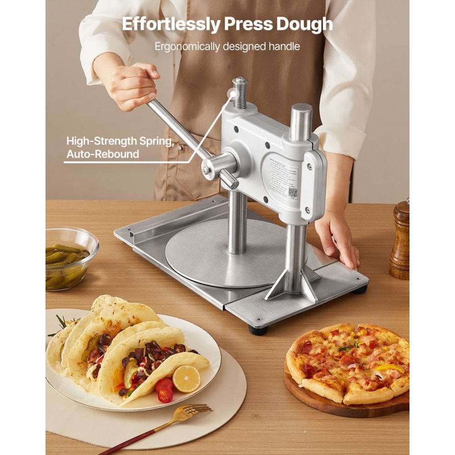 VEVOR Manual Pizza Dough Press Machine - 9.5 in. SS