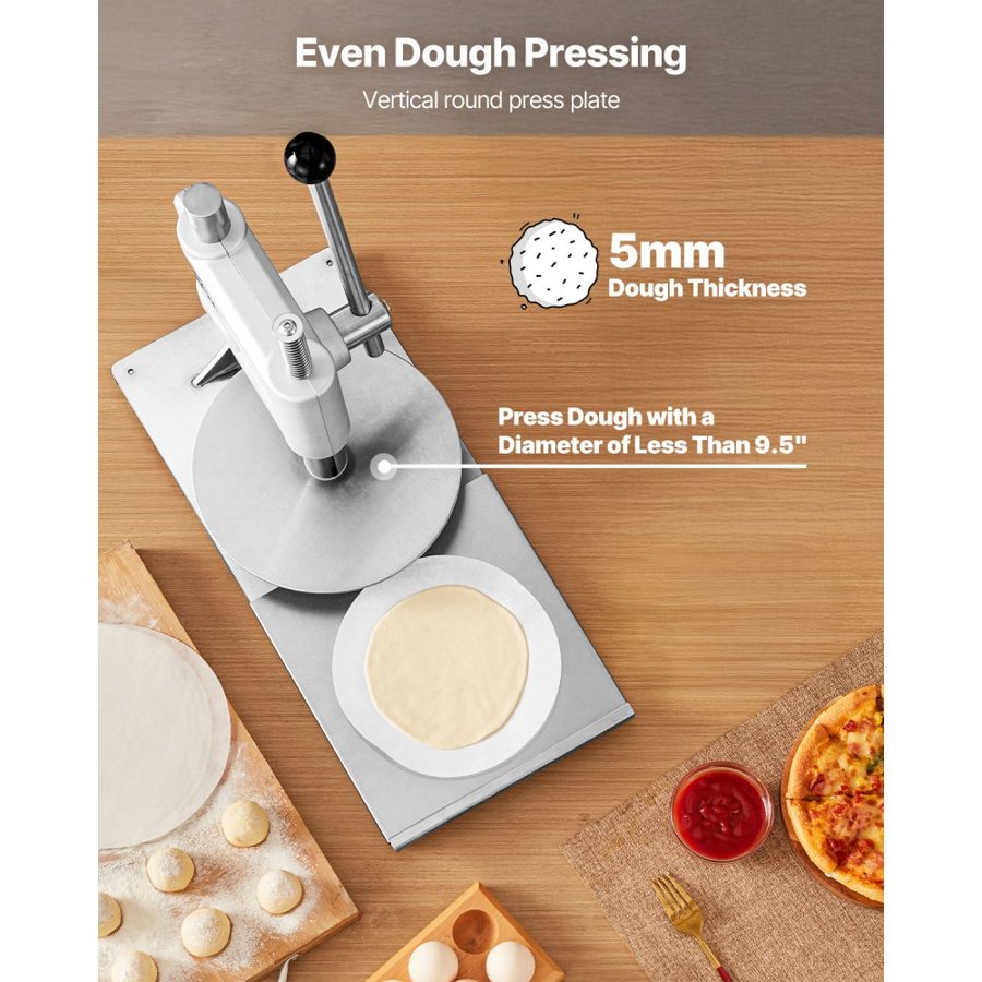 VEVOR Manual Pizza Dough Press Machine - 9.5 in. SS
