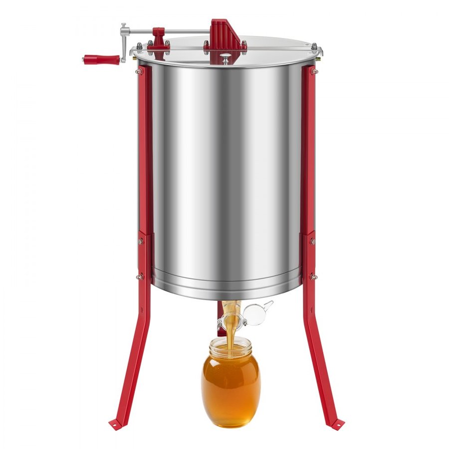 VEVOR Honey Extractor, 6 Frame Manual Honey Spinner with Transparent Lid, Stainless Steel Honeycomb Drum Spinner with Height Adjustable Stand, Honeycomb Extraction Centrifuge Equipment for Beekeeping
