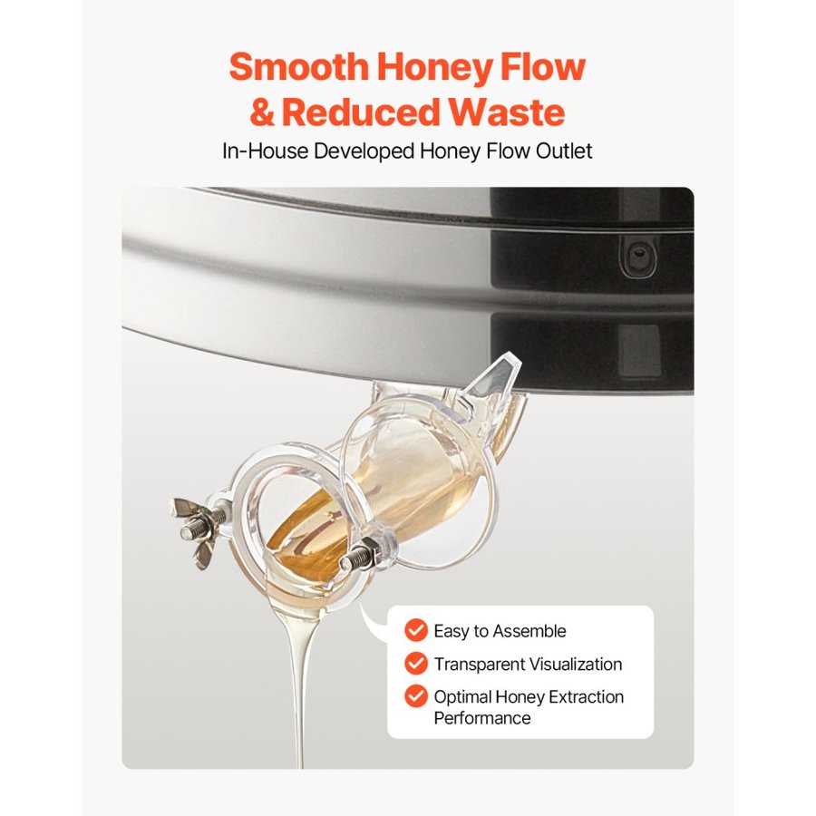 VEVOR Honey Extractor, 6 Frame Manual Honey Spinner with Transparent Lid, Stainless Steel Honeycomb Drum Spinner with Height Adjustable Stand, Honeycomb Extraction Centrifuge Equipment for Beekeeping