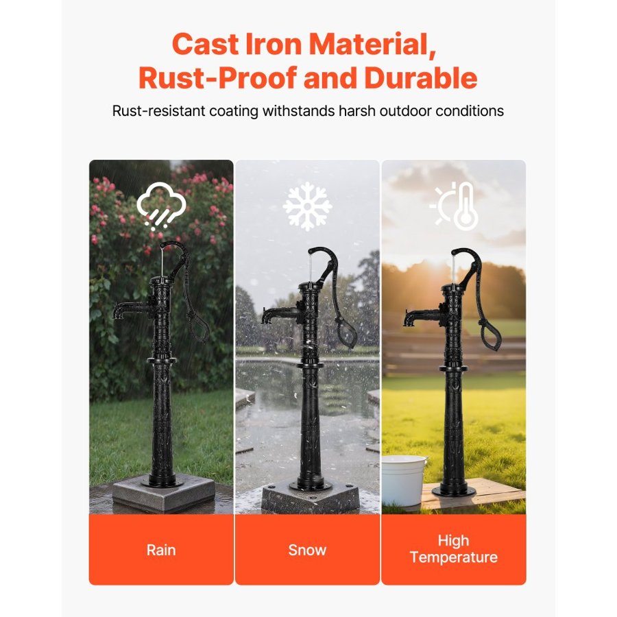 VEVOR Manual Hand Water Pump – 20 ft Lift, Cast Iron