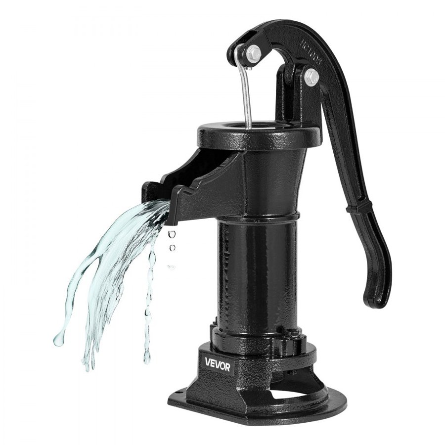 VEVOR Well Hand Pitcher Pump, 25 ft Maximum Lift, Antique Cast Iron Manual Hand Water Pump, NPT 1-1/4 in Connection, Easy Installation, Old Fashioned for Outdoor Garden, Pond, Backyard, Farm, Black