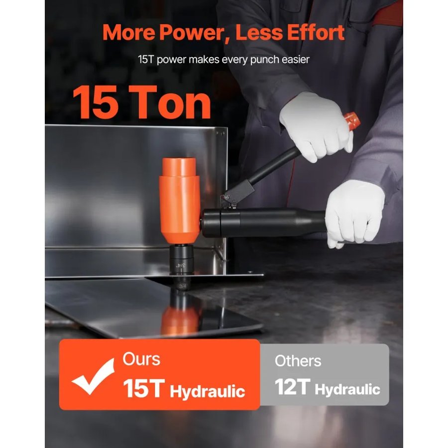 VEVOR Knockout Punch Set, 147.1 kN Hydraulic Knockout Set, 12.7 to 101.6mm KO Tool Kit Hole Making Tool, KO Tools Kit W/10 Dies for Metal Electrical Cabinet, Electrical Control Cabinet, Switch Cabinet
