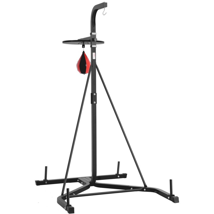 VEVOR 2 in 1 Punching Bag Stand, Steel Heavy Duty Workout Equipment, Adjustable Height Boxing Punching Bag and Speed Bag Stand, Freestanding Sandbag Rack, Holds Up to 140 lbs, for Home Gym Fitness