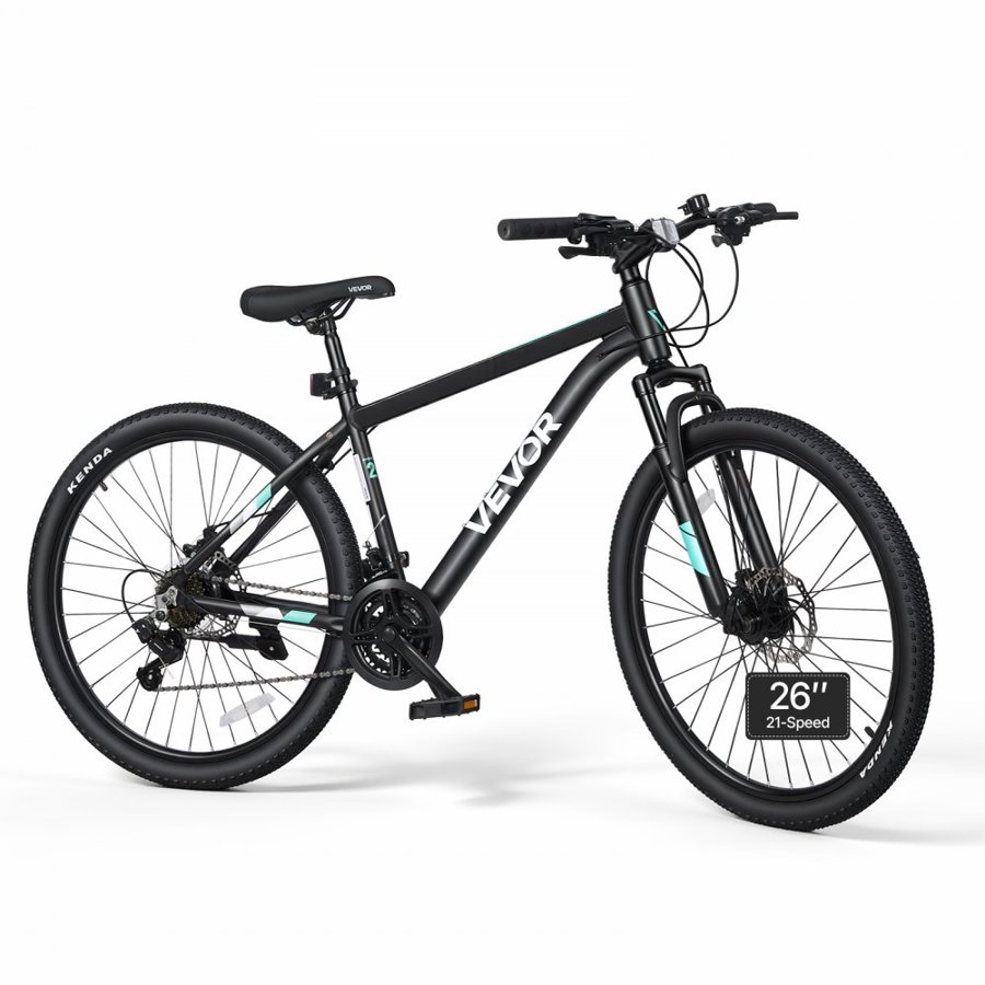 VEVOR Mountain Bike for Men and Women 66 cm Outdoor Bicycle 21 Speeds, Adult Bikes with Front Suspension, Adjustable Saddle, All-Terrain Tires, Aluminum Alloy Frame, Dual Disc Brake, Pre-Assembled