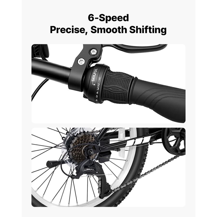 VEVOR Mountain Bike for Men and Women 50.8 cm Outdoor Bicycle 6 Speeds, Adult Bikes, Full Suspension, Adjustable Saddle, All-Terrain Tires, High Carbon Steel Frame, Dual Brakes, Pre-Assembled