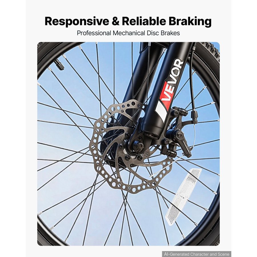 VEVOR Mountain Bike for Men and Women 50.8 cm Outdoor Bicycle 21 Speeds, Adult Bike, Front Suspension, Adjustable Saddle, All-Terrain Tires, High Carbon Steel Frame, Dual Disc Brake, Pre-Assembled