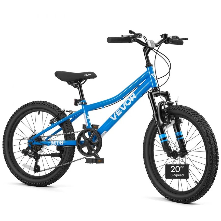 VEVOR Mountain Bike for Men and Women 50.8 cm Outdoor Bicycle 6 Speeds, Adult Bikes, Front Suspension, Adjustable Saddle, All-Terrain Tires, High Carbon Steel Frame, Dual Brake, Pre-Assembled