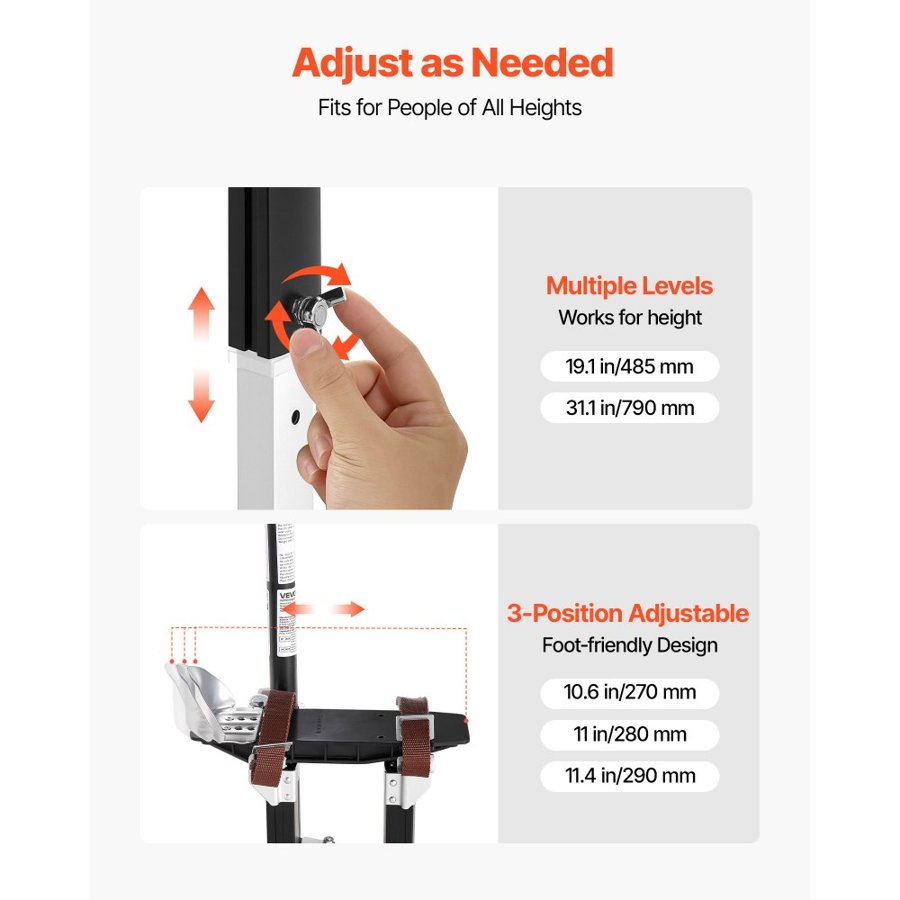 VEVOR Aluminum Drywall Stilts – 485-790 mm, 103kg Load