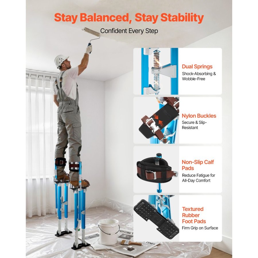 VEVOR Adjustable Drywall Stilts – 24.2-40.3 in, 228 lbs
