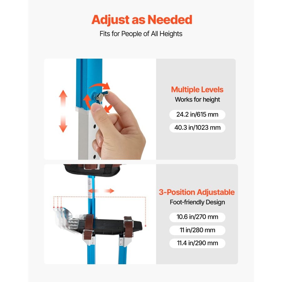 VEVOR Adjustable Drywall Stilts – 24.2-40.3 in, 228 lbs