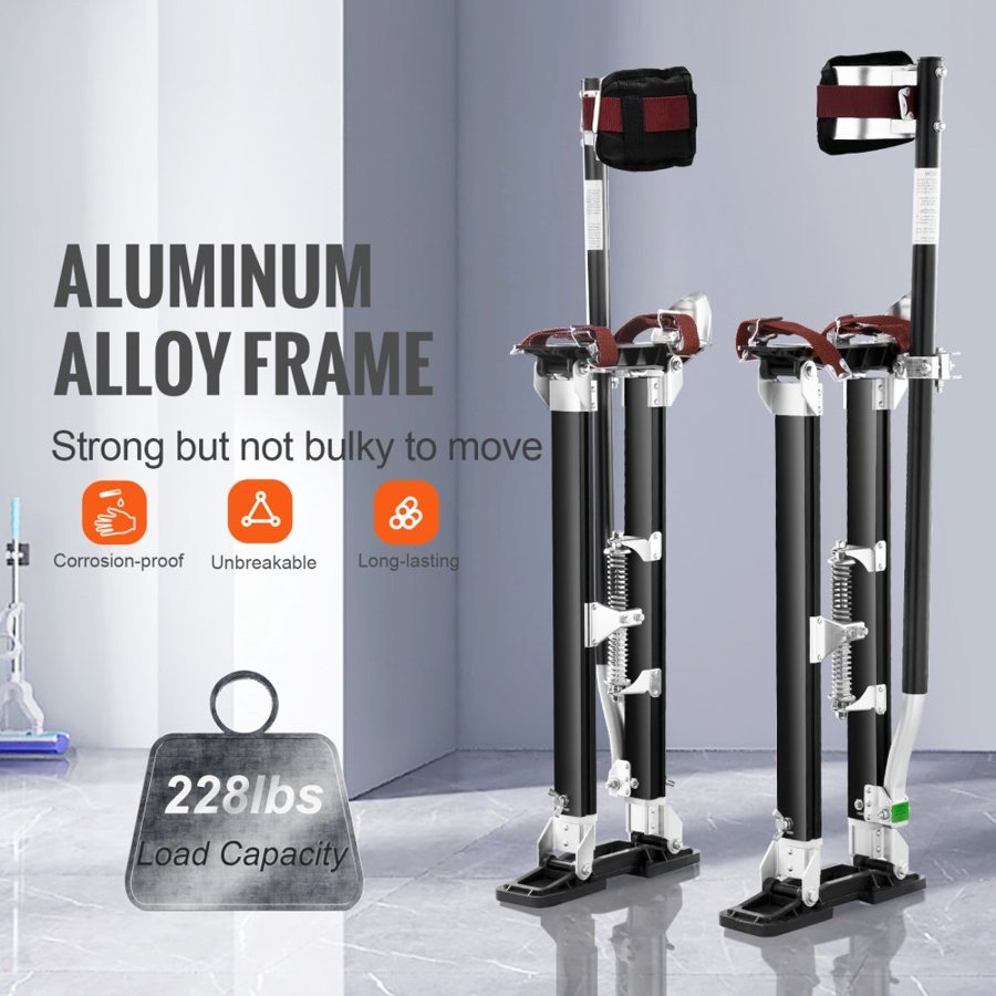 VEVOR Drywall Stilts Aluminum Tool Stilts 61 cm-102 cm Adjustable Painting Black