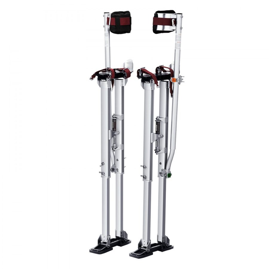 VEVOR Drywall Stilts, 91.4 cm-127 cm Adjustable Aluminum Tool Stilts with Protective Knee Pads, Durable and Non-slip Work Stilts for Sheetrock Painting, Walking, Taping, Silver