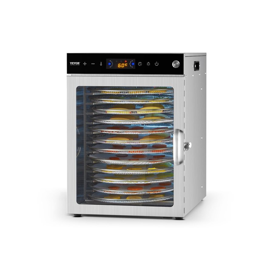 VEVOR Rotary Food Dehydrator Machine, 12 Stainless Steel Trays, 800W Electric Food Dryer with Adjustable Temp & 24-Hour Timer, Food-Dehydrator for Jerky, Meat, Fruit, Vegetables, Herbs, Dog Treats