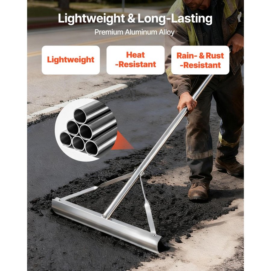 VEVOR Aluminum Landscape Rake – 60 in Handle, 20 in Head