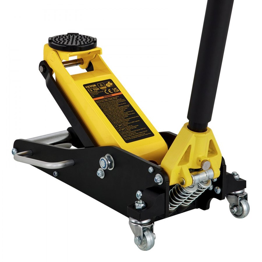 VEVOR Floor Jack, 1.5 Ton Low Profile Floor Jack, Aluminum And Steel Racing Floor Jack With Dual Pistons Quick Lift Pump, Floor Jack Lifting Range 80 mm-365 mm