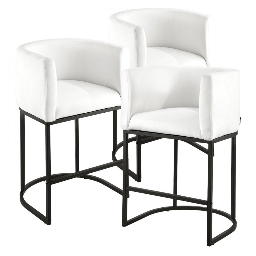 VEVOR White Bar Stools with Backs – 25 in. Set of 3