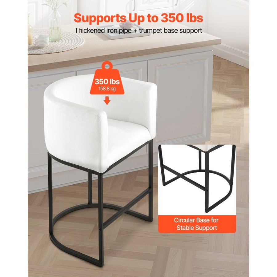 VEVOR White Bar Stools with Backs – 25 in. Set of 3