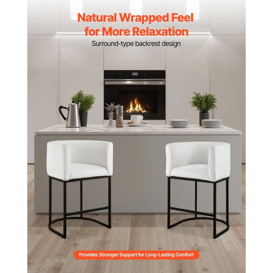 VEVOR White Bar Stools with Backs – 25 in. Set of 3