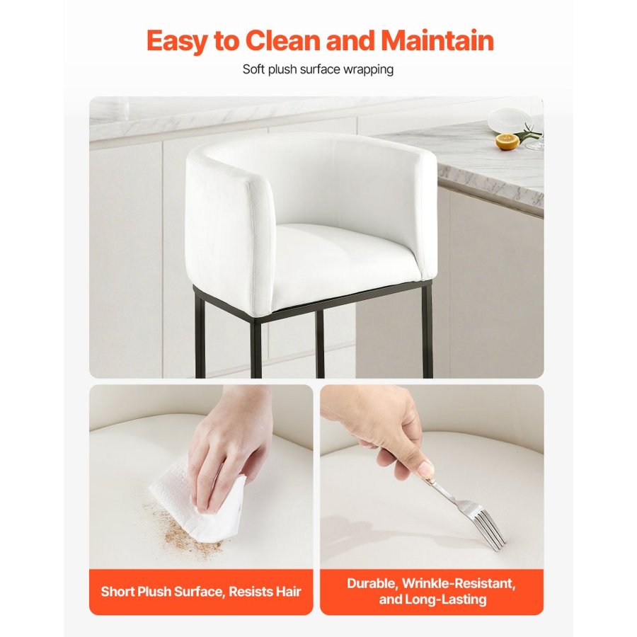 VEVOR White Bar Stools with Backs – 25 in. Set of 3