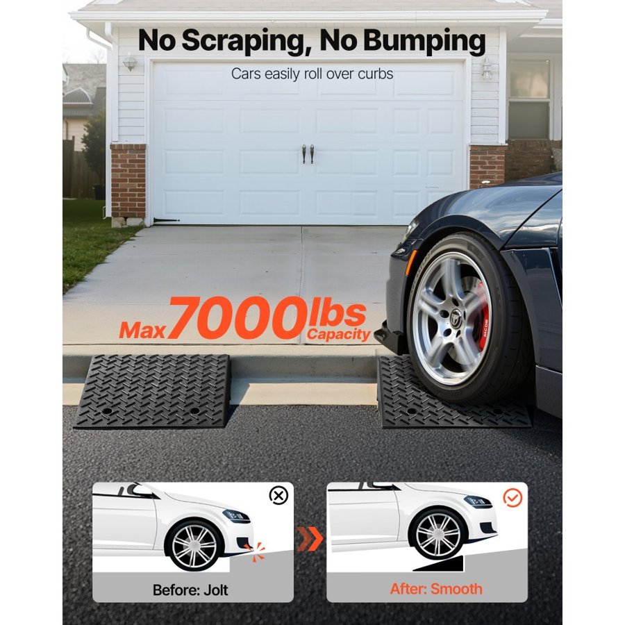 VEVOR Driveway Curb Ramp – 7000 lbs, 7-Inch Rise, 2 Pack