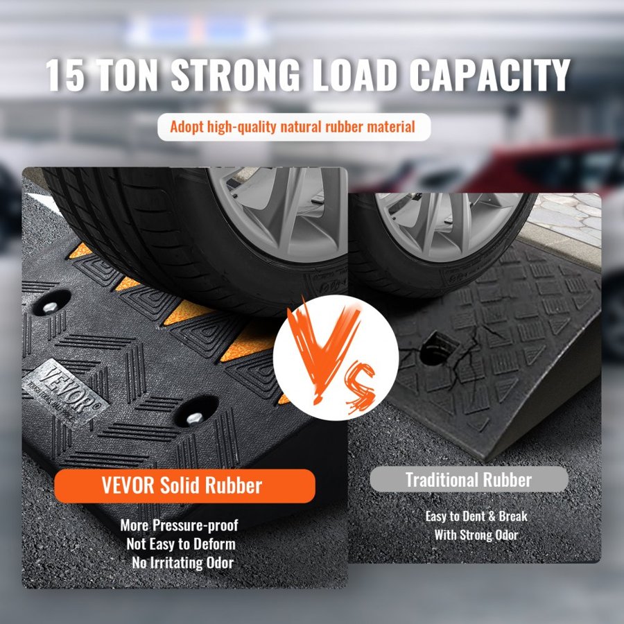 VEVOR Rubber Curb Ramp 2 Pack, 12.7 cm Rise Height Heavy-Duty 150,000 lbs/15 T Capacity Threshold Ramps, Driveway Ramps with Stable Grid Structure for Cars, Wheelchairs, Bikes, Motorcycles
