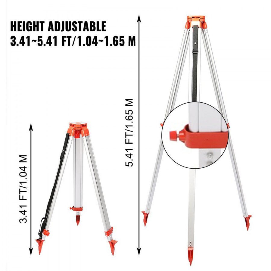 VEVOR Laser Level Tripod and Staff – 1.65M Tripod, 5M Staff