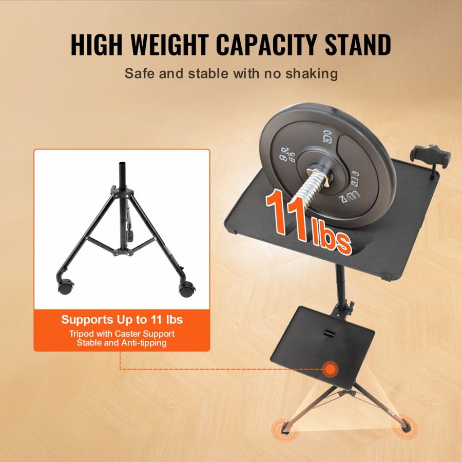 VEVOR Projector Stand With Wheels – 31.3 to 67.3", 2 Trays