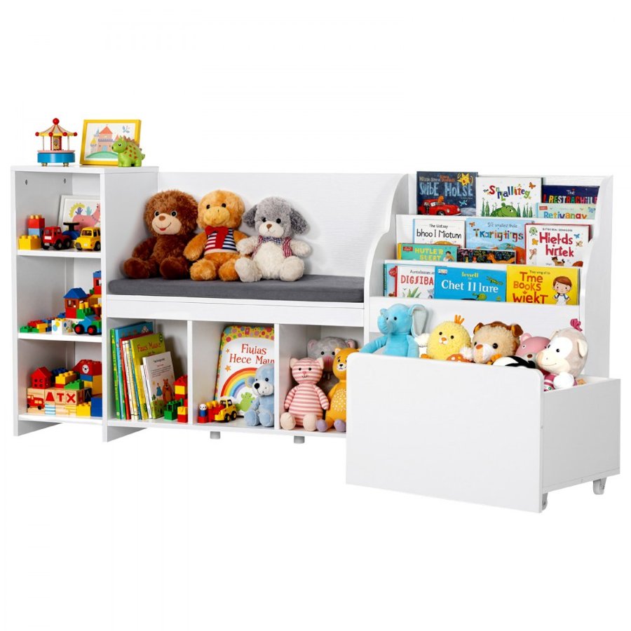 VEVOR Kids Bookshelf With Reading Nook – 66.9×15.8×31.5 Inch