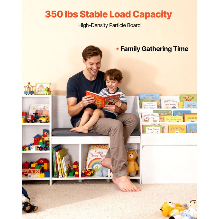 VEVOR Kids Bookshelf With Reading Nook – 66.9×15.8×31.5 Inch