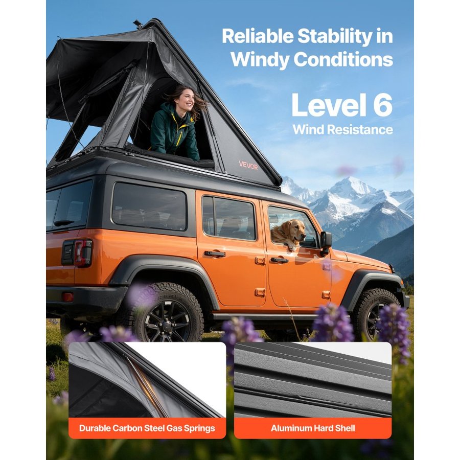 VEVOR Aluminum Hard Shell Rooftop Tent – 2-3 Person, 3000MM