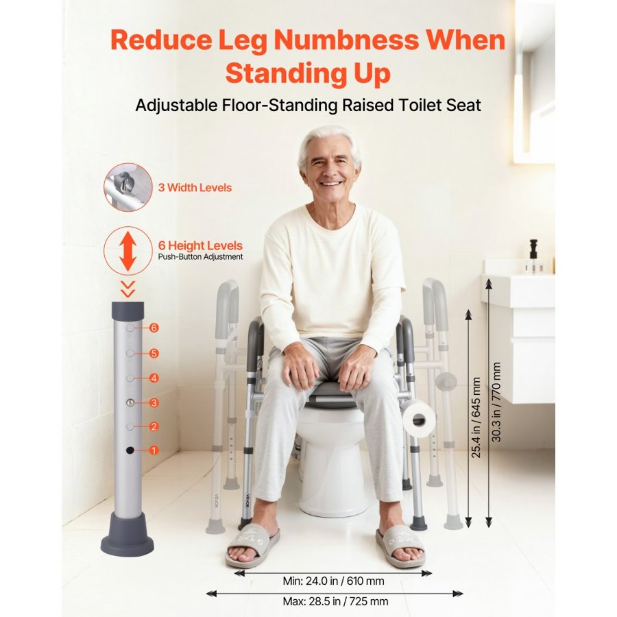 VEVOR Toilet Riser with Arms and Legs – 400 lbs Adjustable