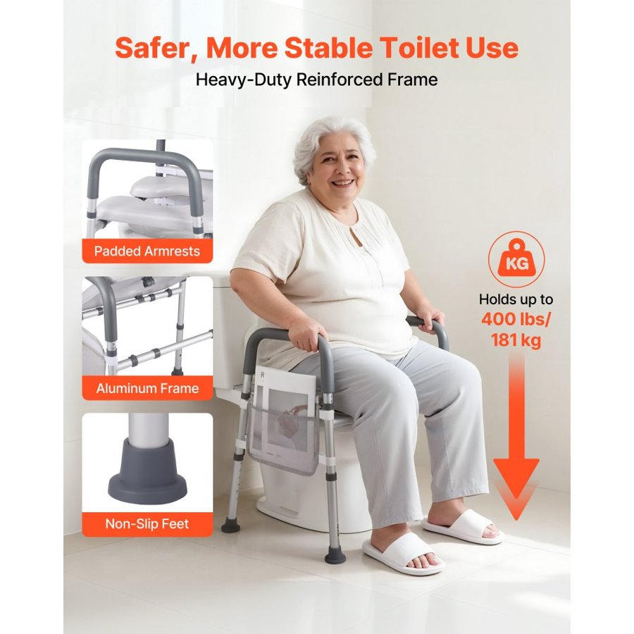VEVOR Toilet Riser with Arms and Legs – 400 lbs Adjustable
