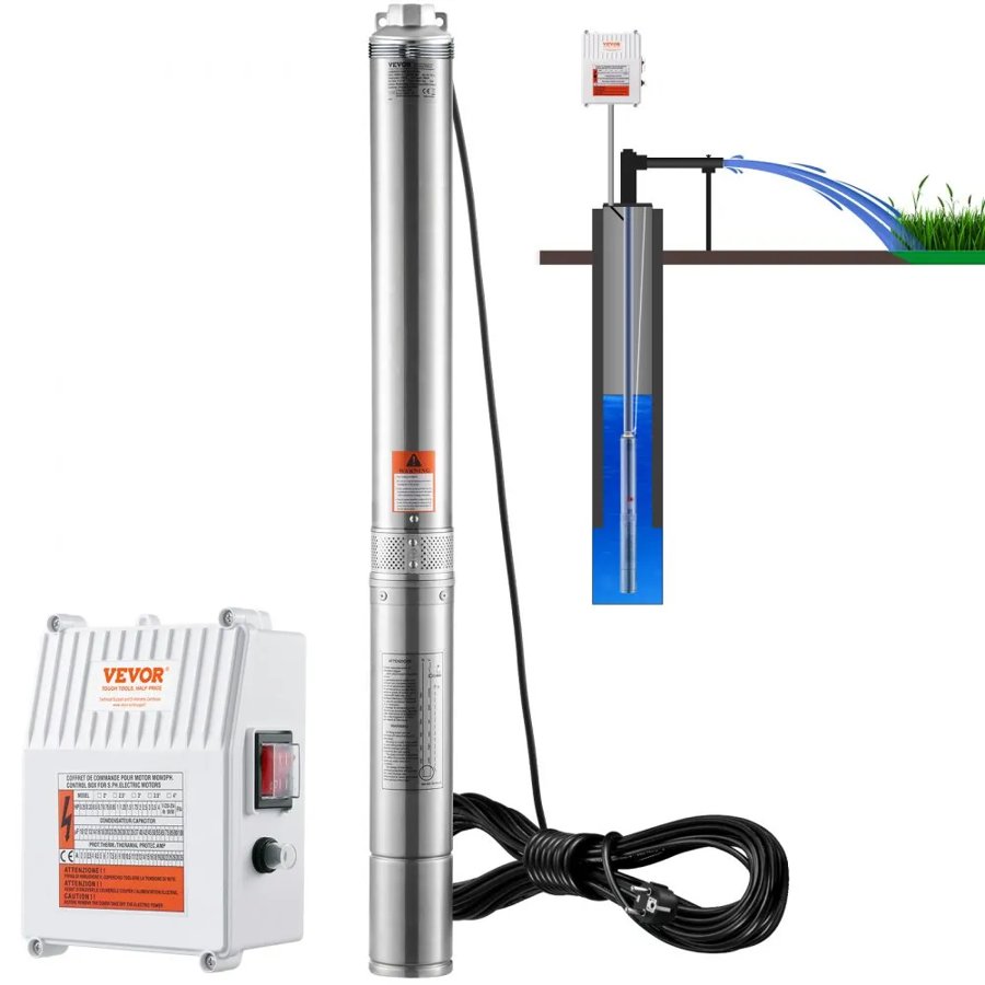 VEVOR Deep Submersible Pump – 2HP, 9.8 m³/h, 354 ft Head