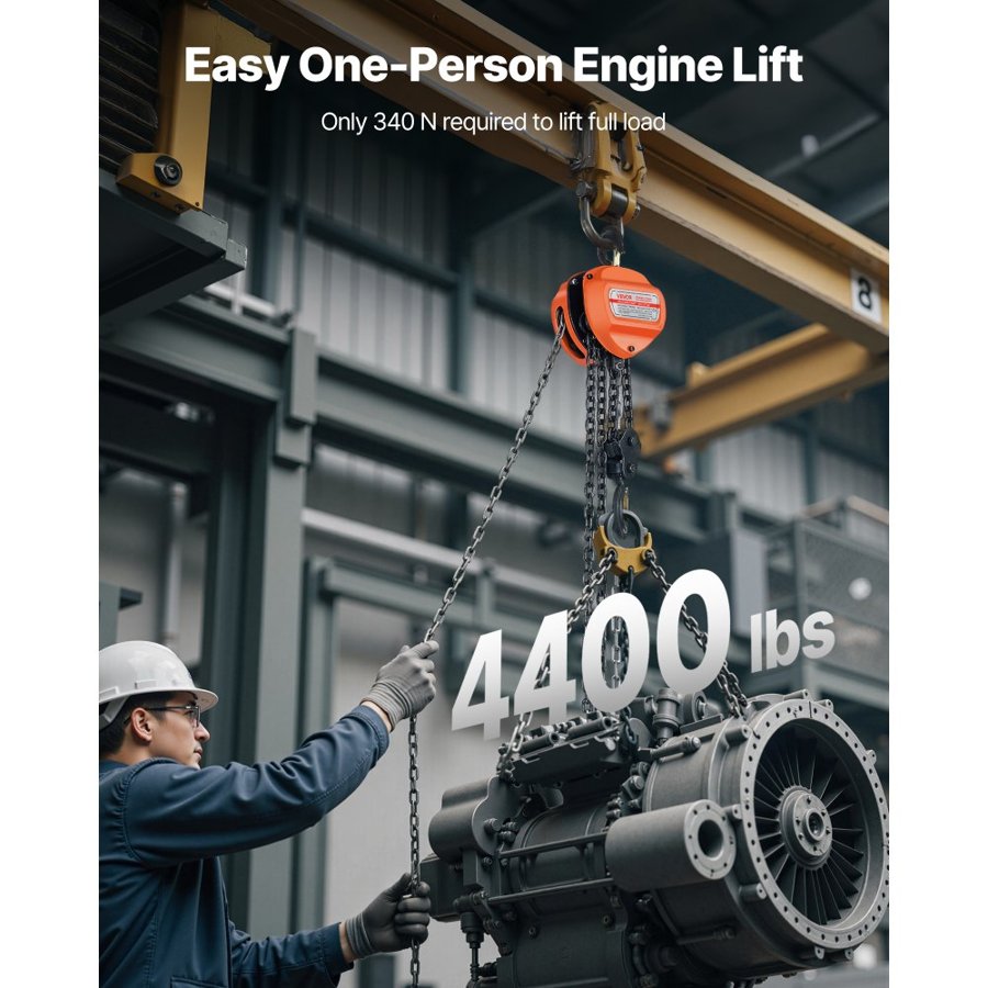 VEVOR 2 Ton Manual Chain Hoist – 4400 lbs, 10 ft Lift