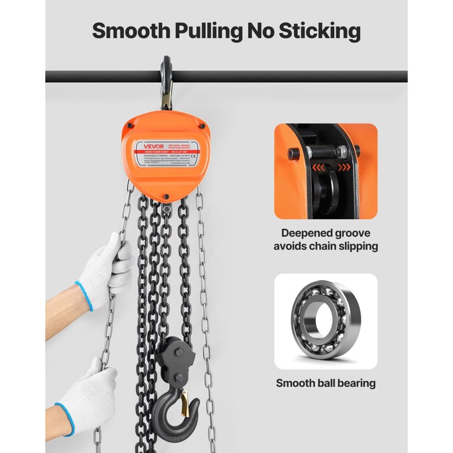 VEVOR 2 Ton Manual Chain Hoist – 4400 lbs, 10 ft Lift