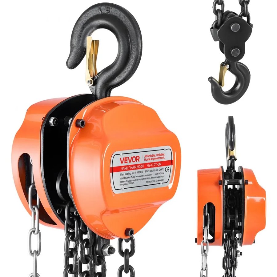 VEVOR Manual Hoist Pulley System – 4400 lb, 20 ft, G80 Chain