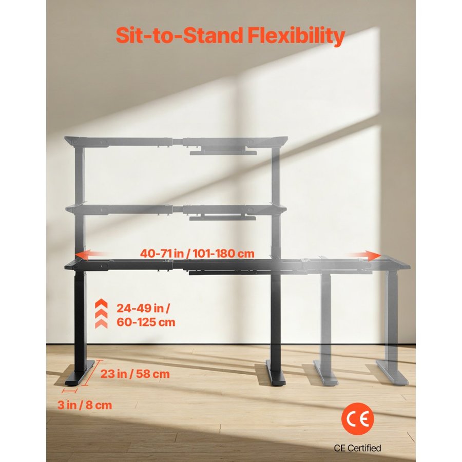 VEVOR Dual Motor Sit Stand Desk Frame – 100-180cm Extension