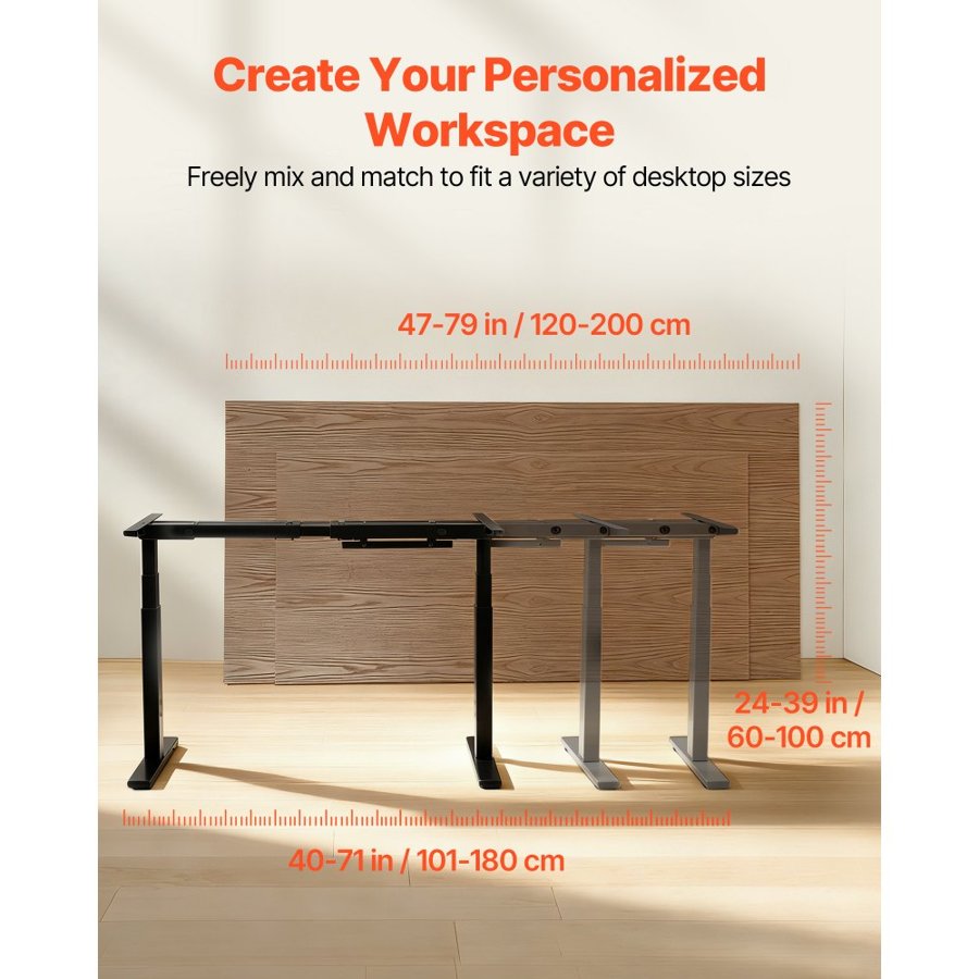VEVOR Dual Motor Sit Stand Desk Frame – 100-180cm Extension