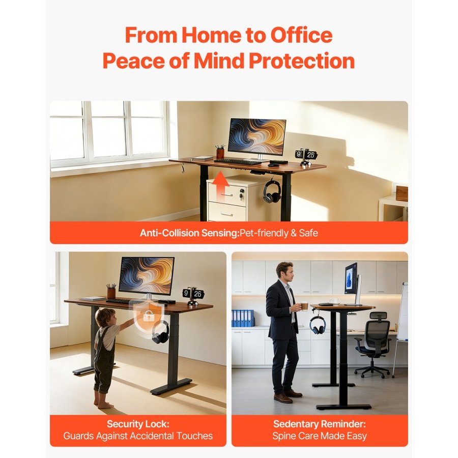 VEVOR Dual Motor Sit Stand Desk Frame – 100-180cm Extension